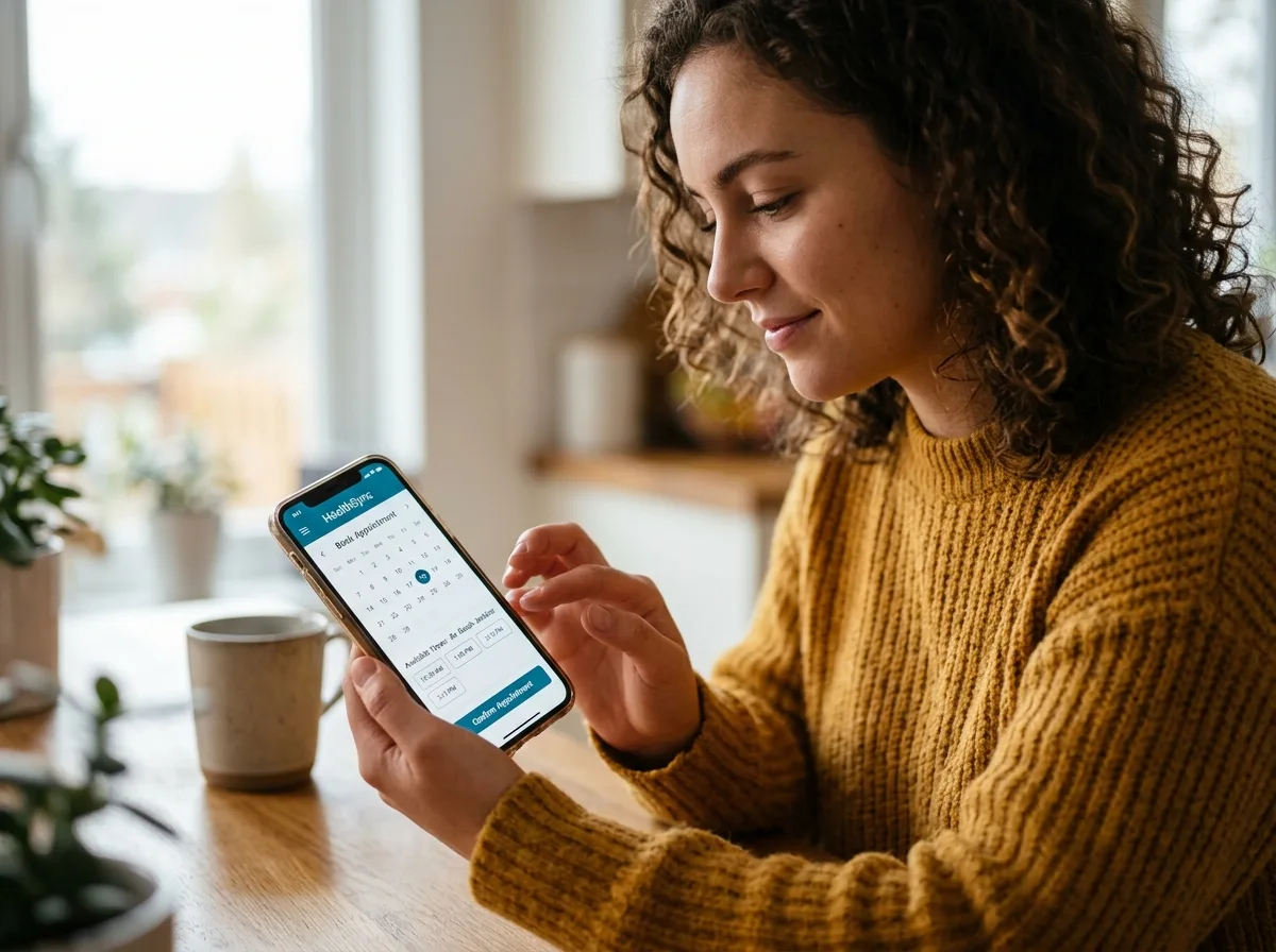 Пациент записывается к врачу через мобильное приложение на смартфоне
